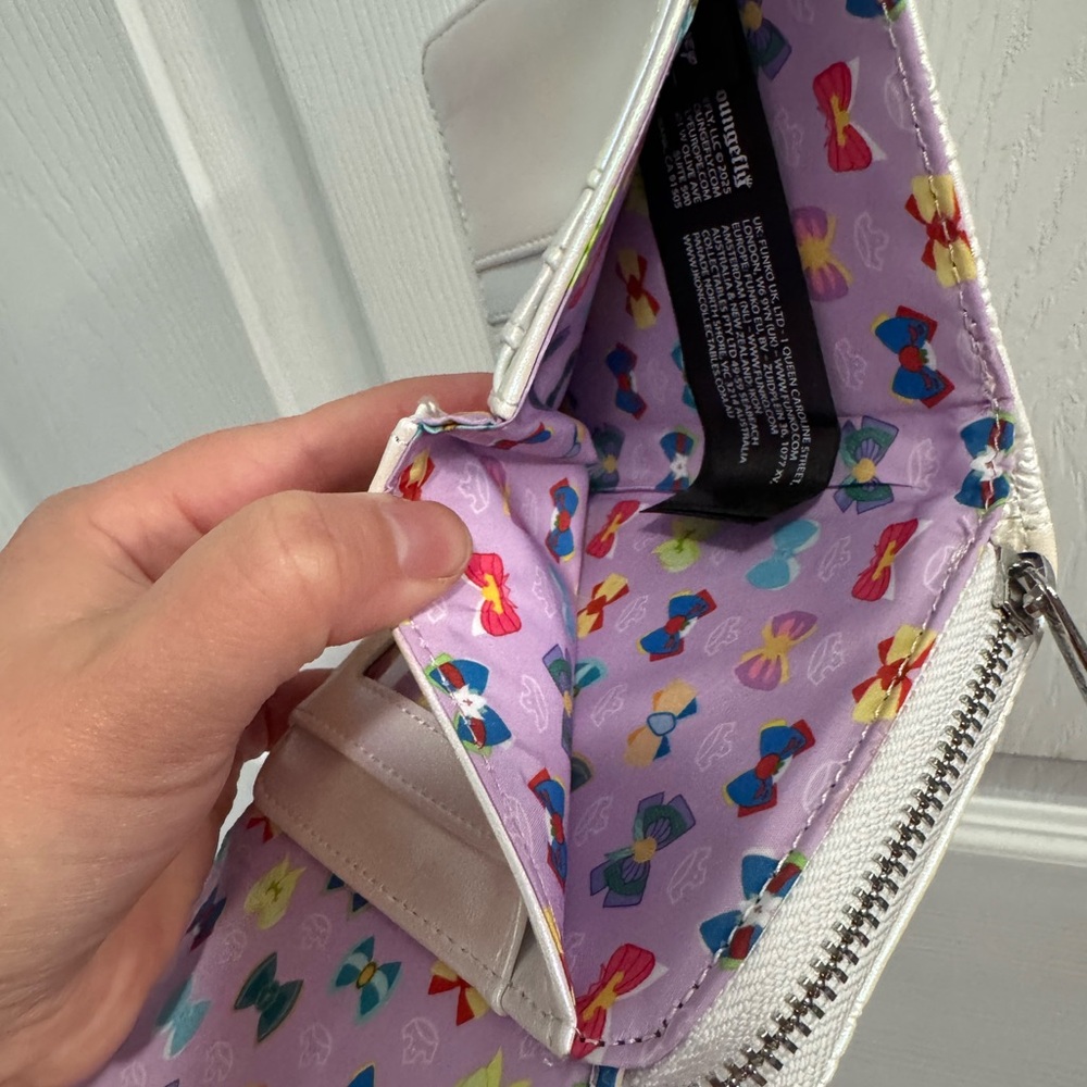 Loungefly White Iridescent Mini Wallet with Colorful Bow Appliqués - Picture 5 of 9